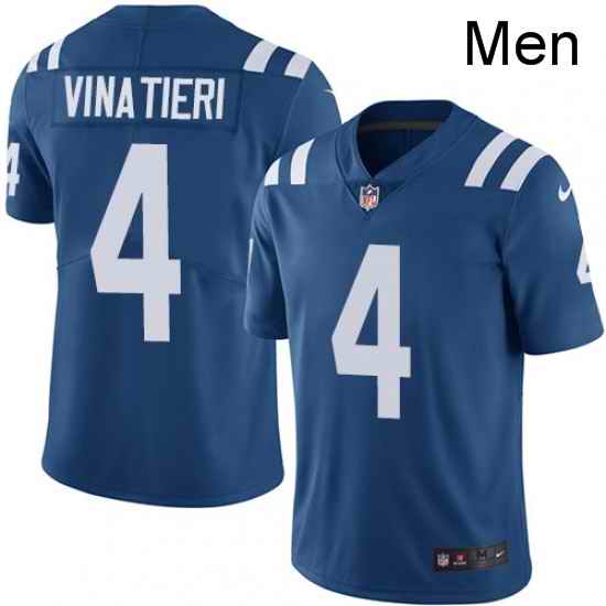 Men Nike Indianapolis Colts 4 Adam Vinatieri Royal Blue Team Color Vapor Untouchable Limited Player NFL Jersey